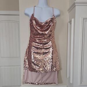 Hot Miami Styles Shimmering Gold Sequin Dress